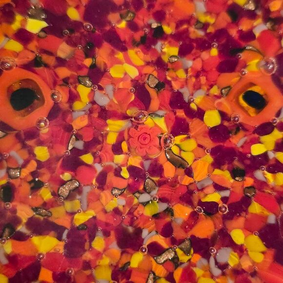 Mixato Red Orange Square Murano Glass Trincket Dish Plate - Picture 5 of 8